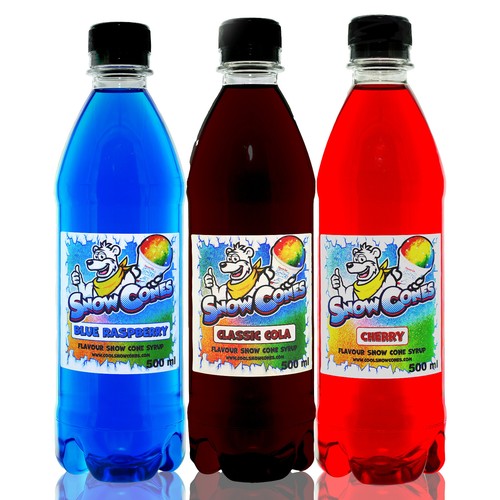 Slush puppy syrup snow - syrup|snow, cones